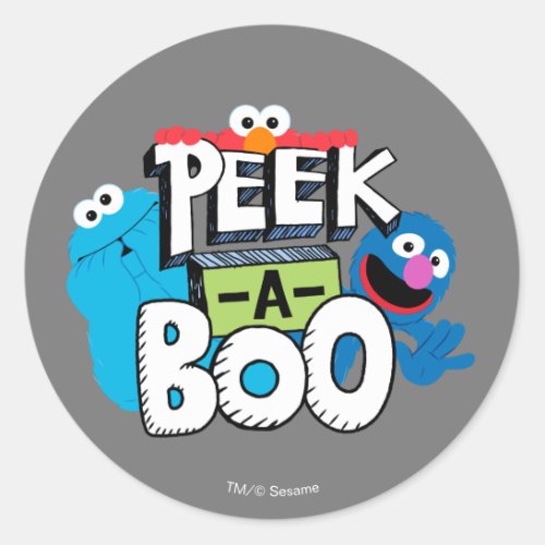 Elmo Cookie  Grover  Peek_a_Boo Classic Round Sticker