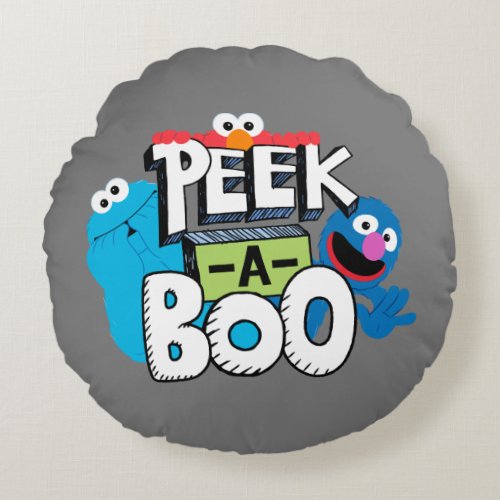 Elmo Cookie  Grover  Peek_a_Boo Round Pillow