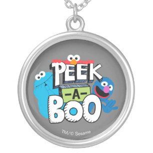 Elmo, Cookie & Grover Peek-a-Boo Silver Plated Necklace