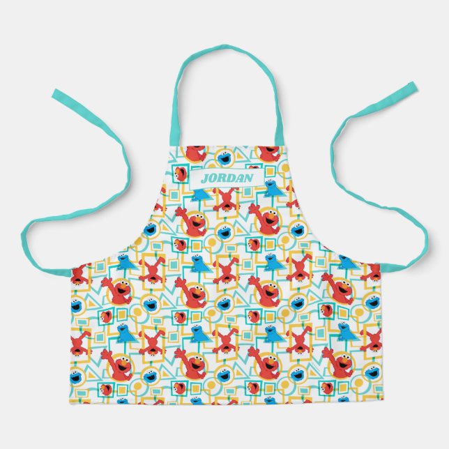 Elmo & Cookie Monster Fun Shapes Pattern Apron (Front)