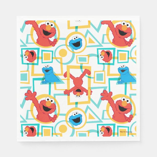 Elmo & Cookie Monster Fun Shapes Pattern Napkins (Front)