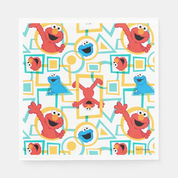 Elmo & Cookie Monster Fun Shapes Pattern Napkins