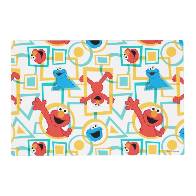 Elmo & Cookie Monster Fun Shapes Pattern Placemat (Front)