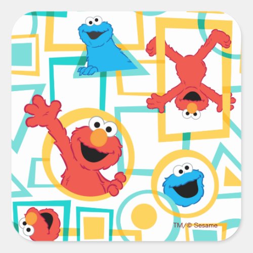 Elmo  Cookie Monster Fun Shapes Pattern Square Sticker