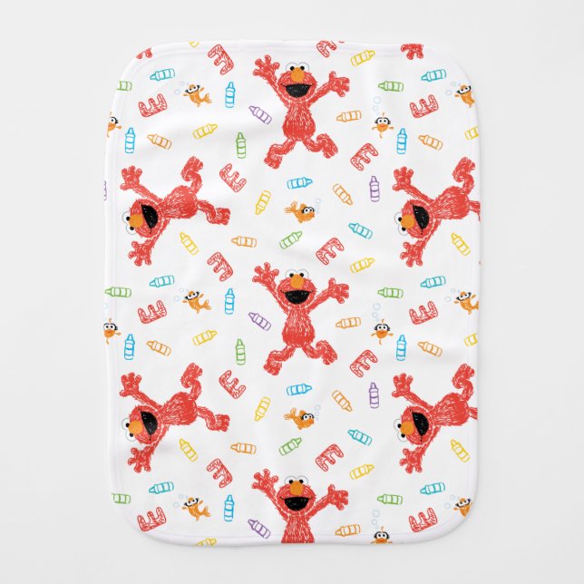 Elmo Crayon Pattern Baby Burp Cloth (Front)