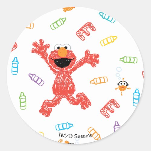 Elmo Crayon Pattern Classic Round Sticker