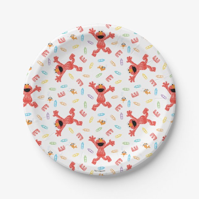 Elmo Crayon Pattern Paper Plates (Front)