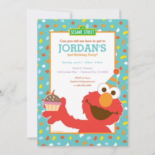 Elmo _ Cupcake  Confetti 2nd Birthday Invitation