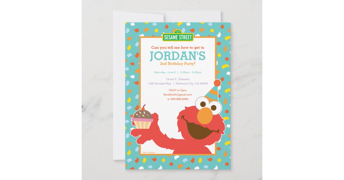 elmo 2nd birthday invitations