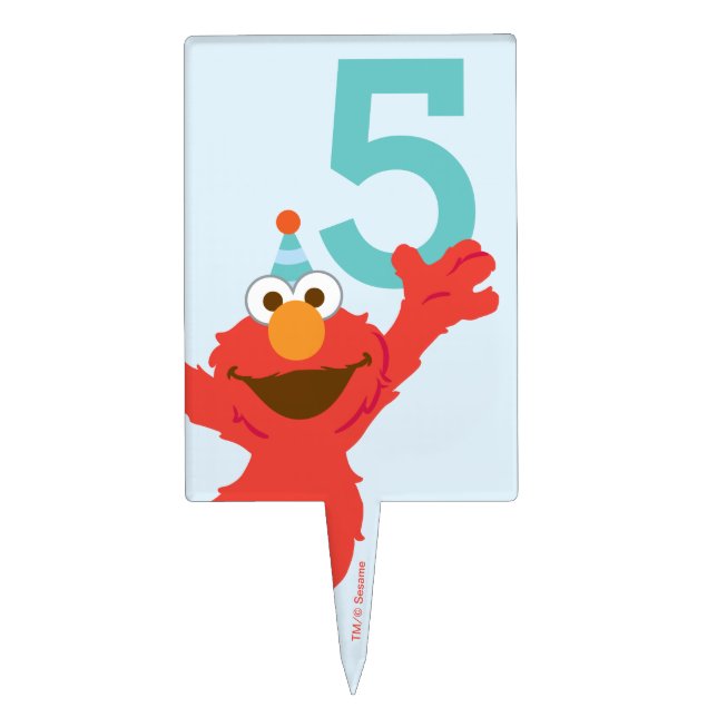 Elmo - Cupcake & Confetti 5th Birthday Cake Topper (Front)