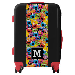 Elmo Emoji Pattern Monogram Luggage