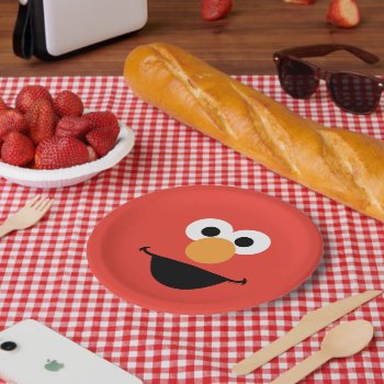 Elmo Face Art Paper Plates by SesameStreet at Zazzle