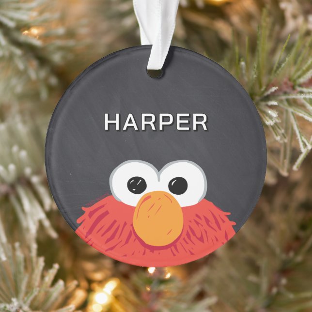Elmo Face Chalkboard | Customized Name & Photo Ornament (Tree)