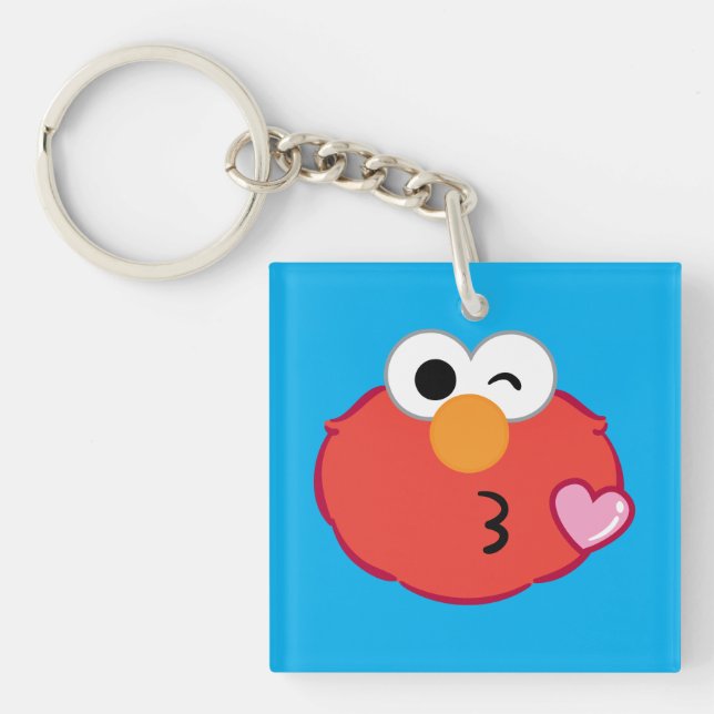 Elmo Face Throwing a Kiss Keychain (Front)