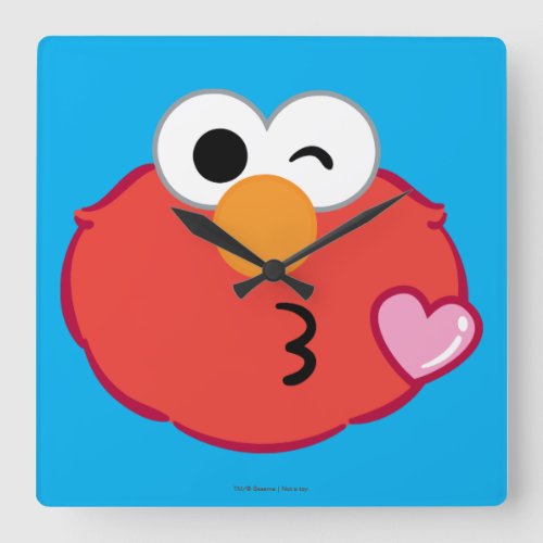 Elmo Face Throwing a Kiss Square Wall Clock
