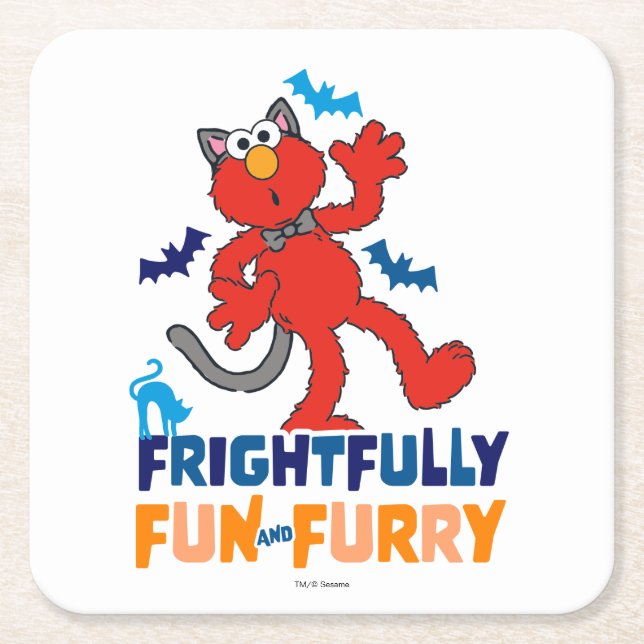 Elmo | Frightfully Fun & Furry Square Paper Coaster (Front)