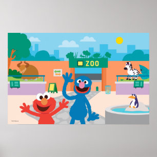 Elmo & Grover Zoo Scene Poster