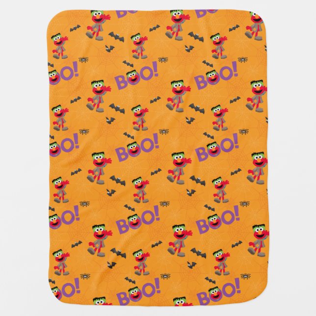 Elmo | Halloween Boo Pattern Baby Blanket (Front)