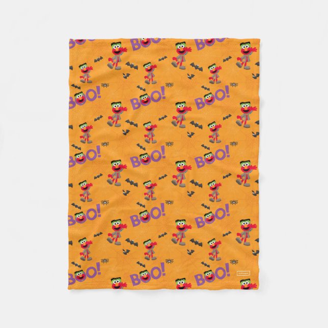 Elmo | Halloween Boo Pattern Fleece Blanket (Front)