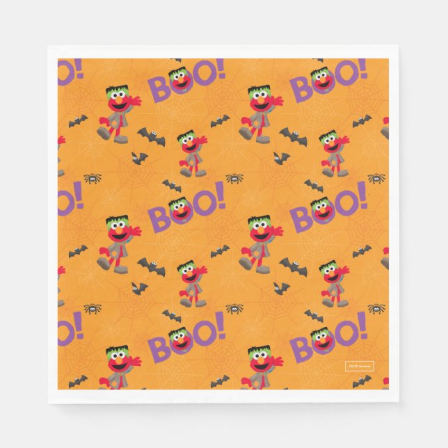 Elmo | Halloween Boo Pattern Napkins (Front)