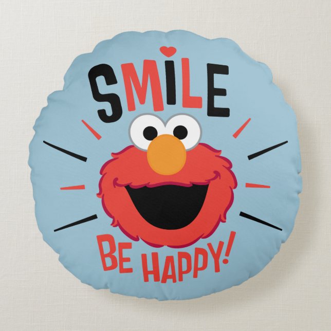 Elmo Happy Smile Round Pillow (Front)
