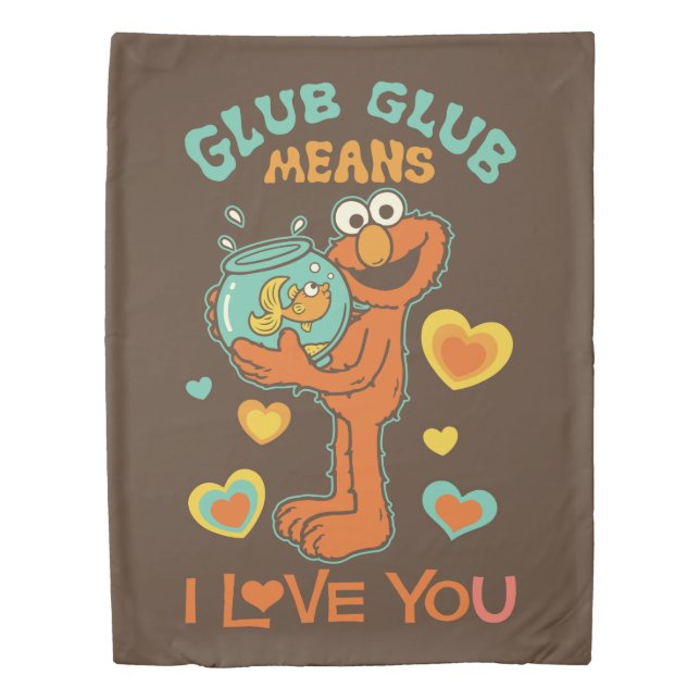 Elmo Holding his Pet Goldfish Duvet Cover (Front)