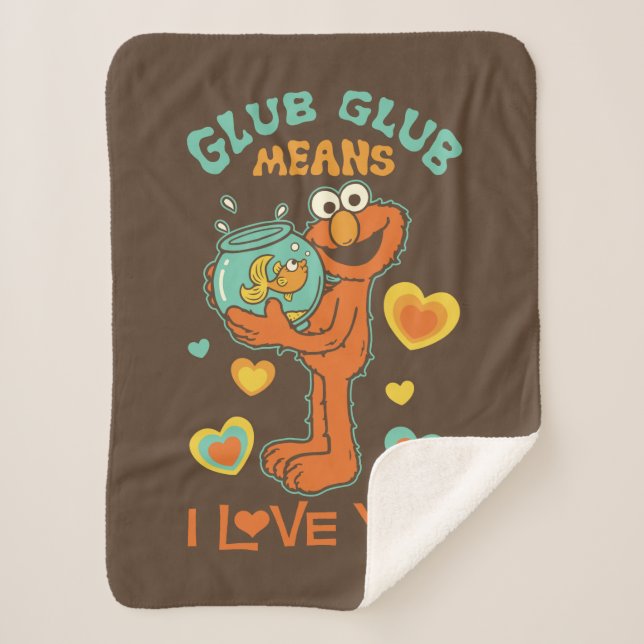 Elmo Holding his Pet Goldfish Sherpa Blanket (Front)