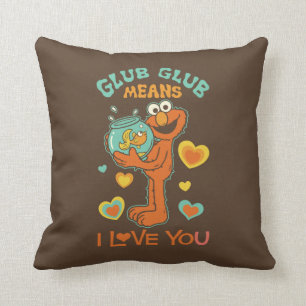 Elmo Holding his Pet Goldfish Throw Pillow