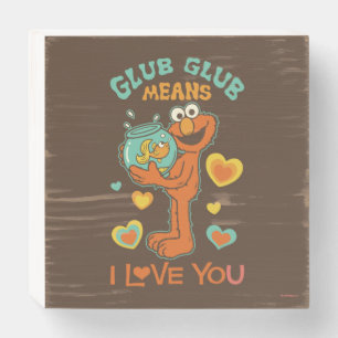 Elmo Holding his Pet Goldfish Wooden Box Sign