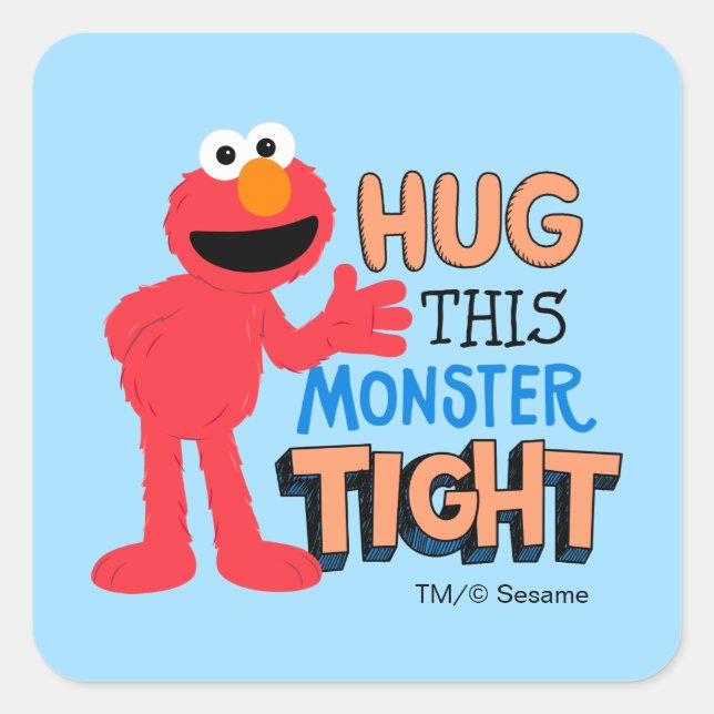 Elmo | Hug this Monster Tight Square Sticker (Front)