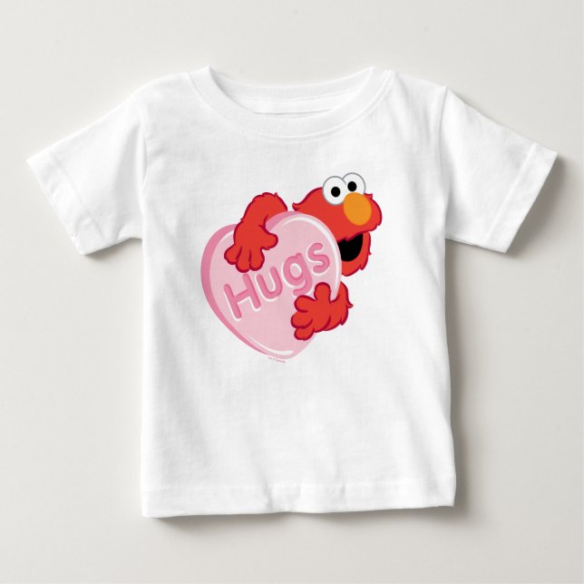 Elmo "Hugs" Valentine Heart Candy Baby T-Shirt (Front)