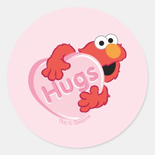 Elmo Hugs Valentine Heart Candy Classic Round Sticker