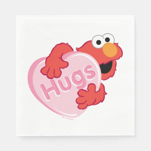 Elmo "Hugs" Valentine Heart Candy Napkins (Front)