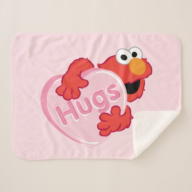 Elmo "Hugs" Valentine Heart Candy Sherpa Blanket (Front (Horizontal))