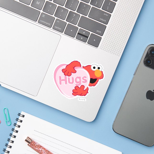 Elmo "Hugs" Valentine Heart Candy Sticker (Laptop w/ iPhone)