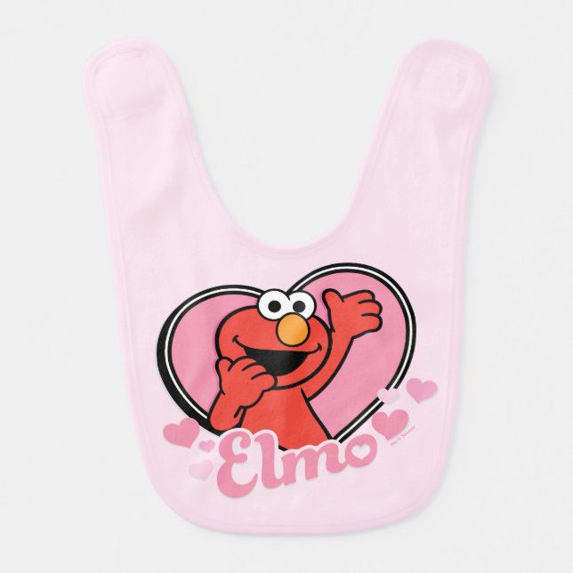 Elmo in Heart Valentine Baby Bib (Front)