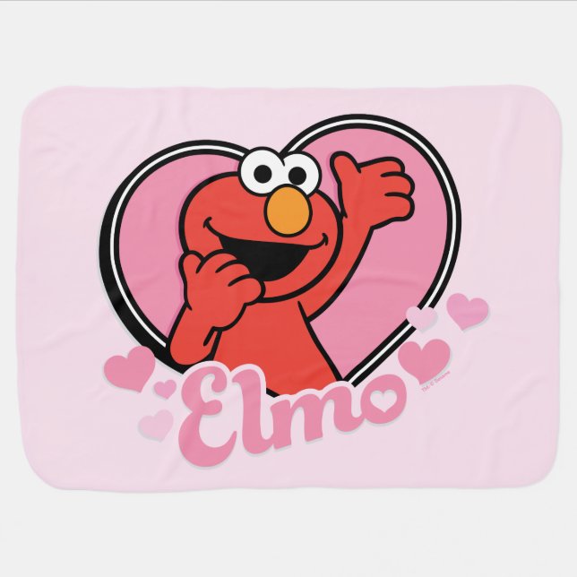Elmo in Heart Valentine Baby Blanket (Horizontal)