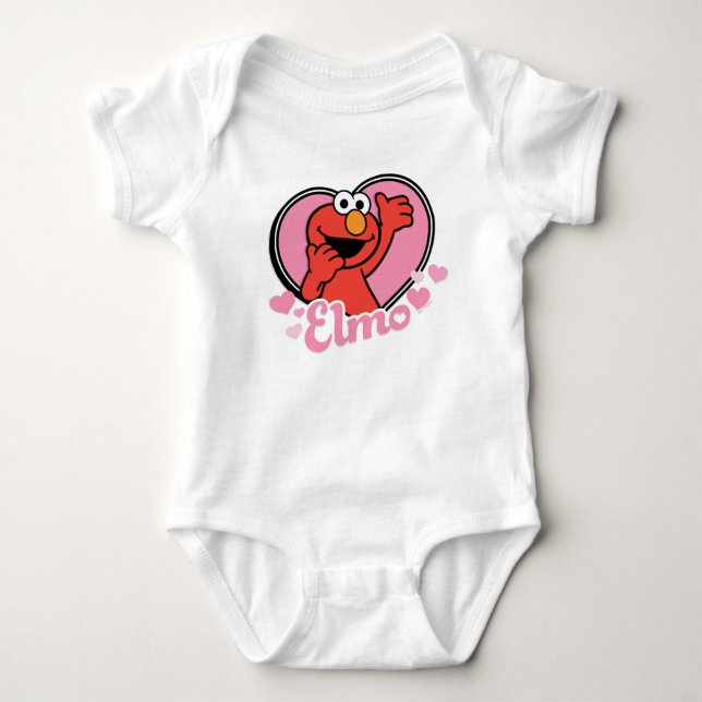Elmo in Heart Valentine Baby Bodysuit (Front)
