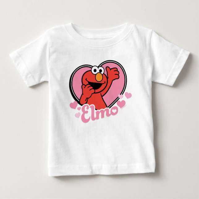 Elmo in Heart Valentine Baby T-Shirt (Front)