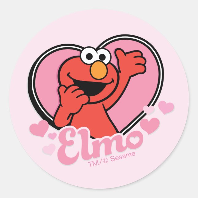 Elmo in Heart Valentine Classic Round Sticker (Front)