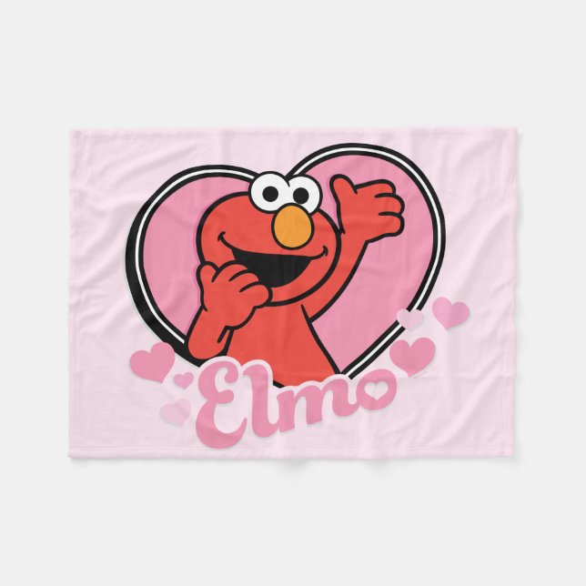 Elmo in Heart Valentine Fleece Blanket (Front (Horizontal))