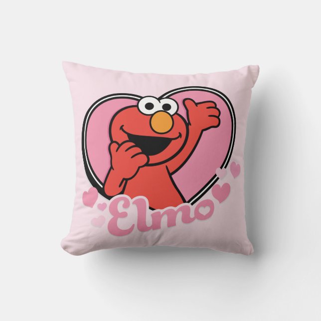 Elmo in Heart Valentine Throw Pillow (Front)