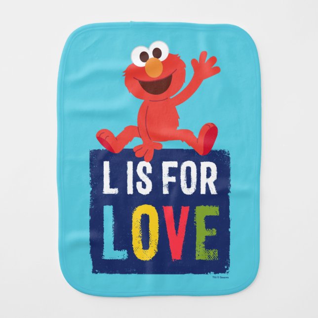 Elmo | L is for Love Baby Burp Cloth (Front)