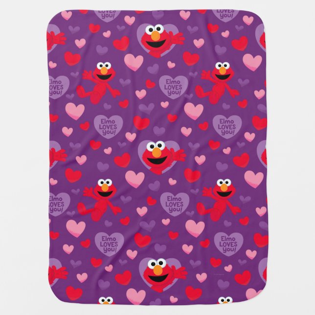 Elmo Loves You Valentine's Day Pattern Baby Blanket (Front)