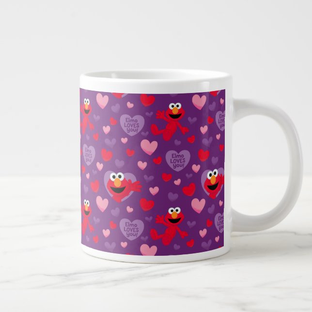 Elmo Loves You Valentine's Day Pattern Giant Coffee Mug (Right)