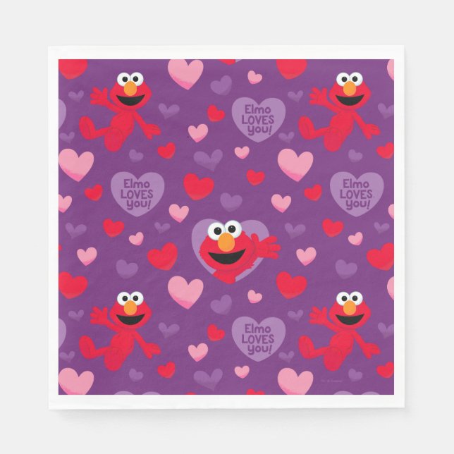 Elmo Loves You Valentine's Day Pattern Napkins (Front)