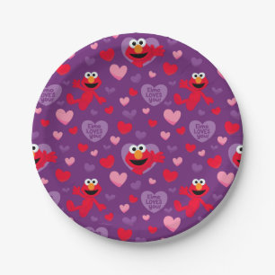 Elmo Loves You Valentine's Day Pattern Paper Plates