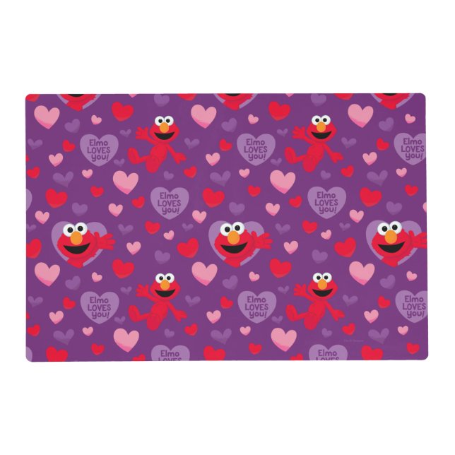 Elmo Loves You Valentine's Day Pattern Placemat (Front)