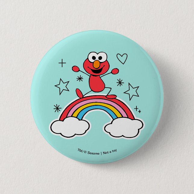 Elmo Rainbow Doodley Graphic Button (Front)