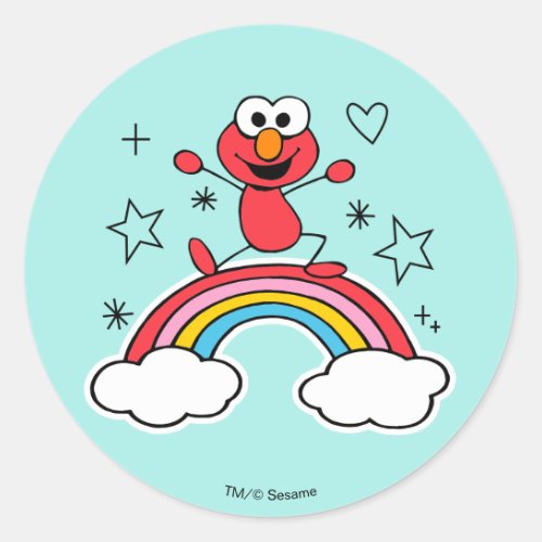 Elmo Rainbow Doodley Graphic Classic Round Sticker